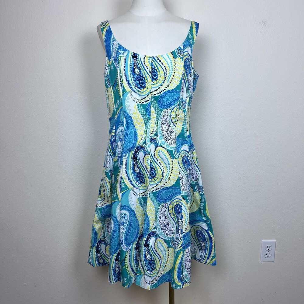 Pappagallo Dress Womens Twelve Fit and Flare Paisley Sleeveless Party Coastal - Picture 11 of 12